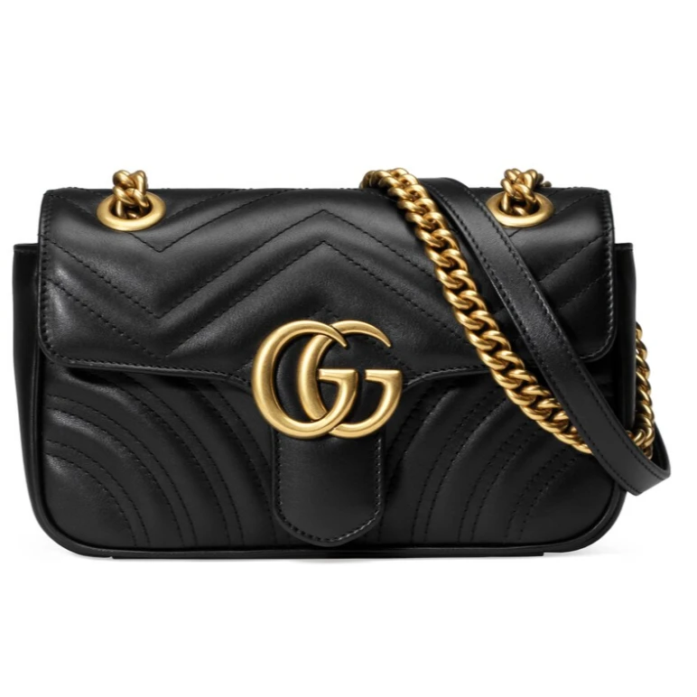 99新 GUCCI/古驰 思思/马蒙/斜跨/黑金色