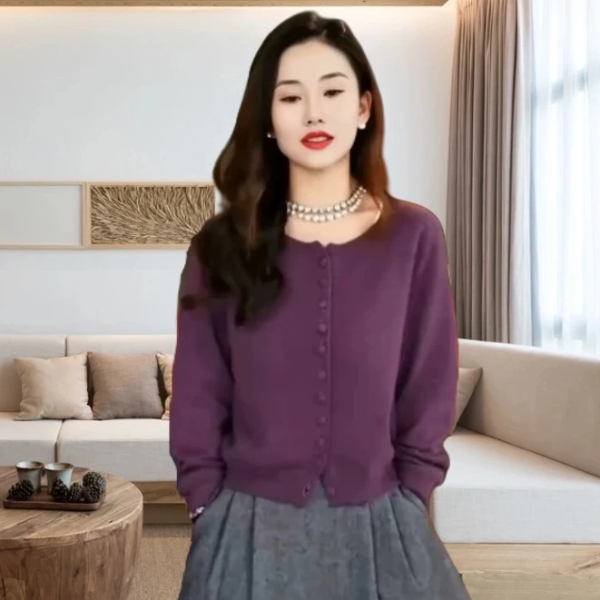 高档羊毛衫上衣女2025年春秋新款休闲风减龄长袖针织衫