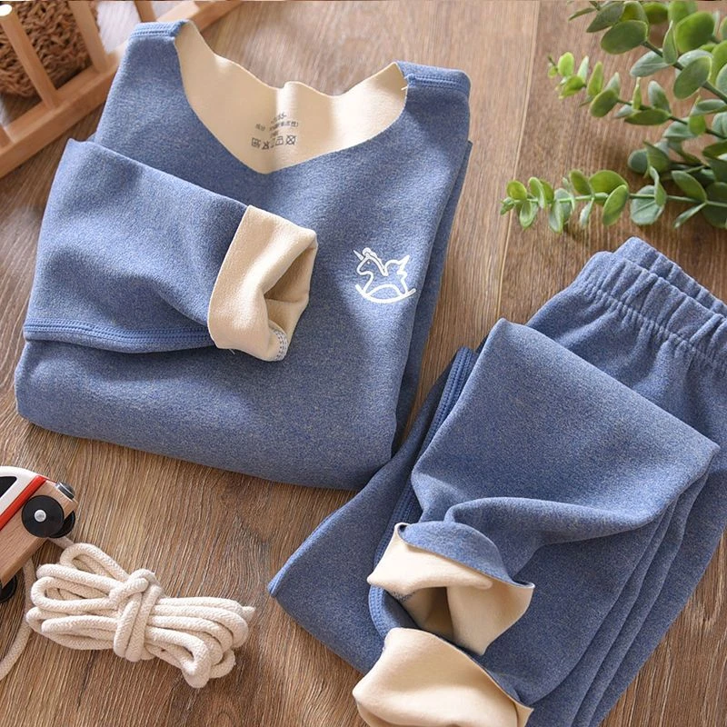 AB双面德绒儿童保暖套装男女童无痕保暖内衣秋衣裤