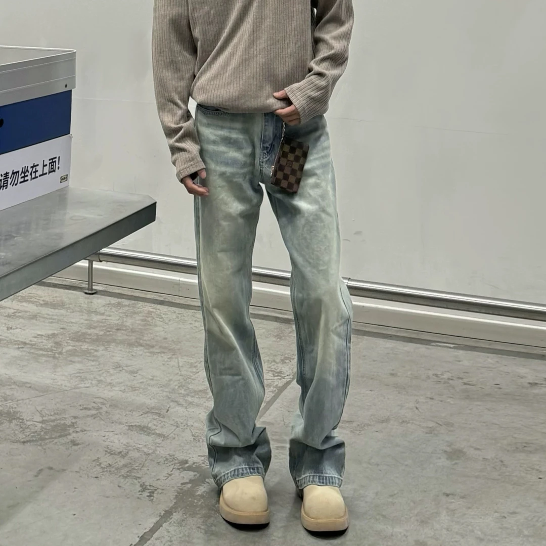 ZTKG冰蓝奶油色517水洗vintage牛仔裤赛洛纺直筒宽松百搭男生男款