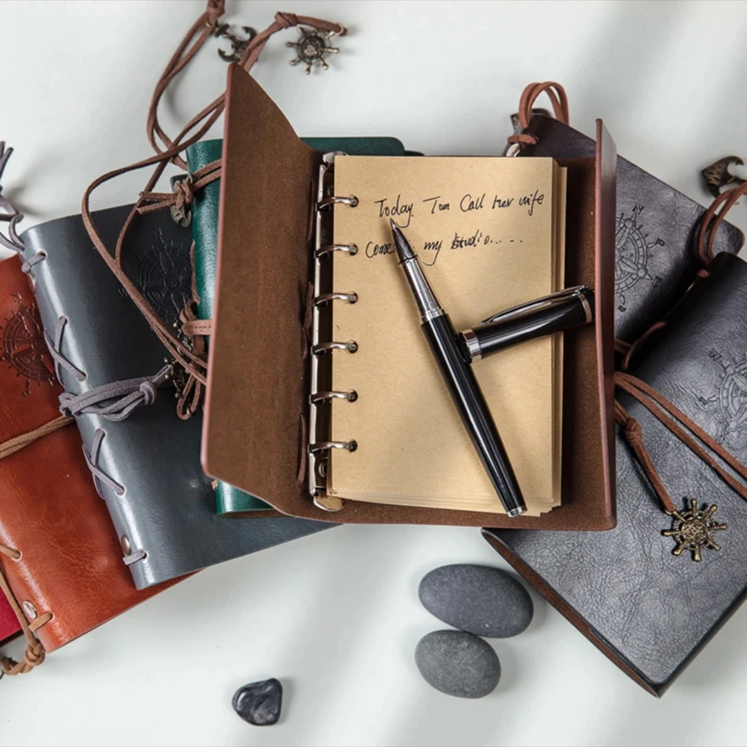 欧式生活活页夹旅行本pu皮绑带手账本海盗宝藏记事本简约空白内页