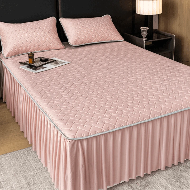 水星夏季新款家纺乳胶凉席床裙款夏季冰丝凉席三件套可机洗空调席