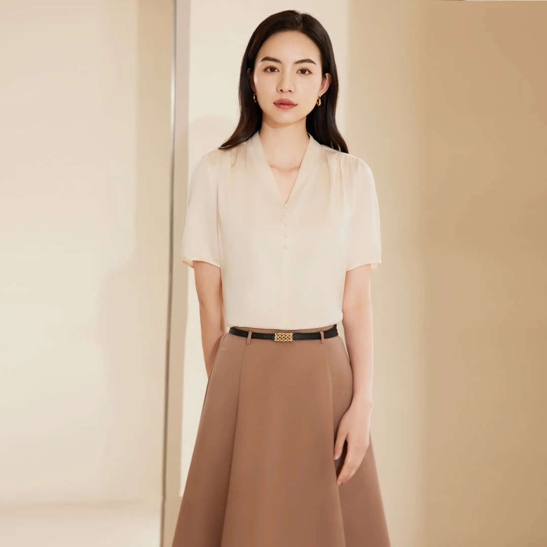 【高定桑蚕丝】桑蚕丝衬衫短袖2025年夏季新款气质时尚通勤百搭3137