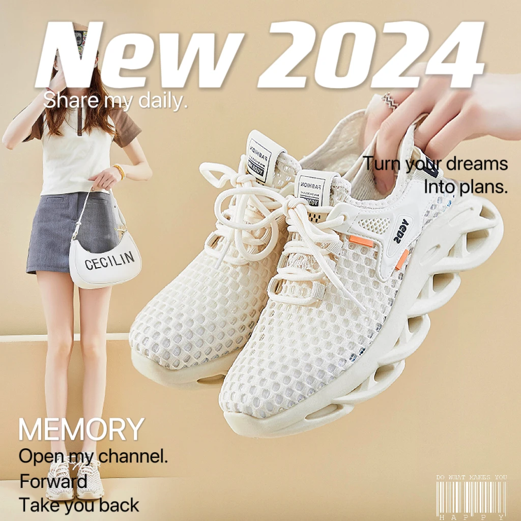 【外贸原单】日系夏季飞织鞋情侣款 运动鞋透气增高气垫减震跑步鞋