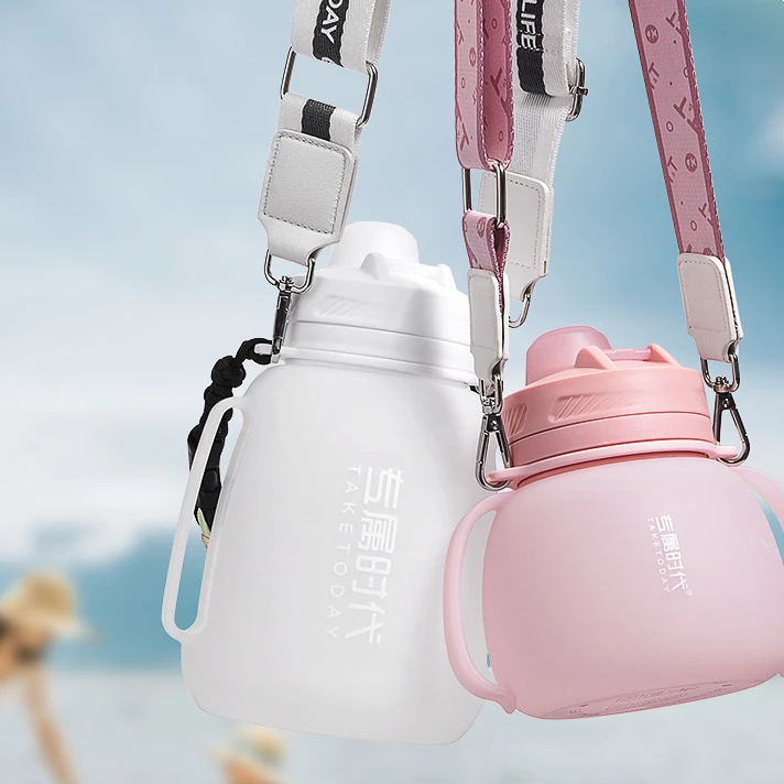 专属时代杯大容量硅胶大肚杯户外健身防摔学生水杯直饮吸管杯母婴