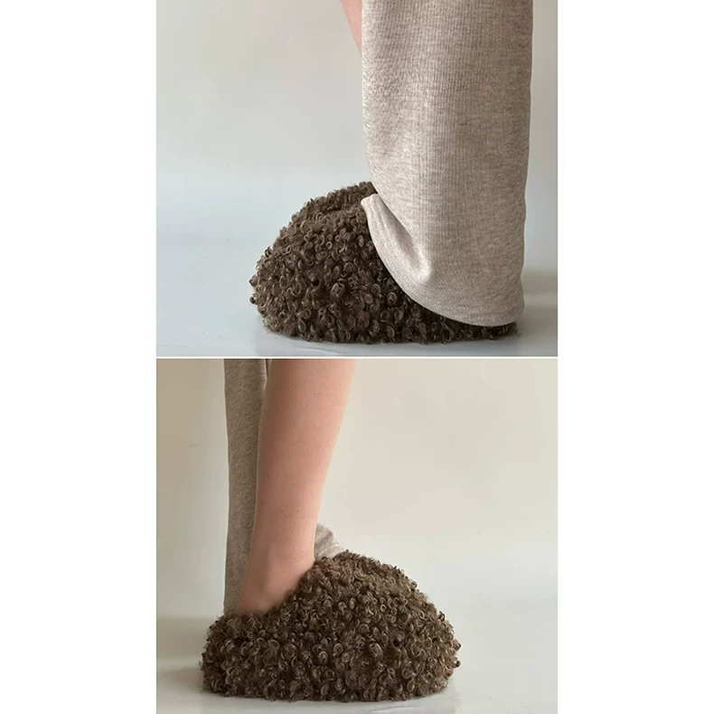 毛毛拖鞋女款外穿秋冬季百搭新款厚底包头一脚蹬加绒拖鞋女款冬季