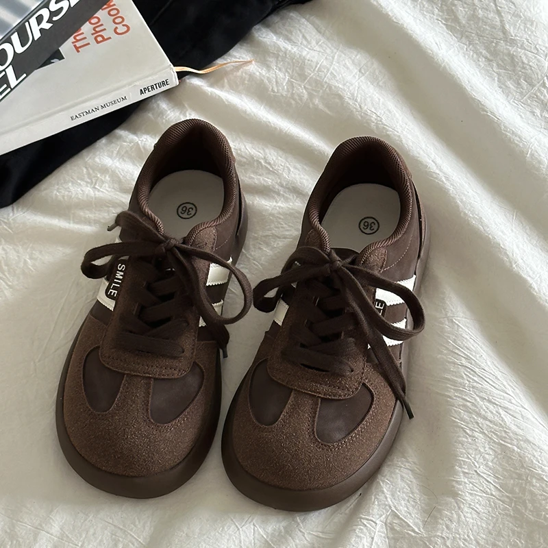 玲芽秋冬复古美式德训鞋女平底百搭小众设计鞋子ins潮学生板鞋