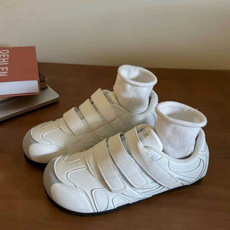 奶油泡芙小白鞋女款2024夏季新款学生魔术贴德训鞋百搭休闲鞋潮