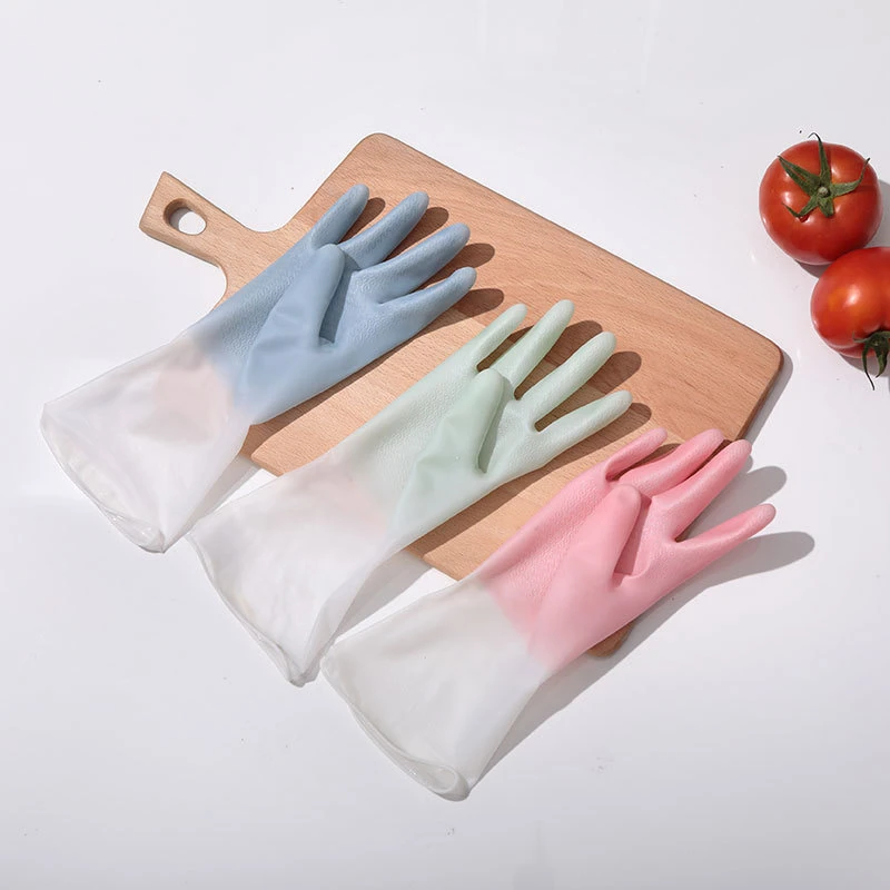 【4双】渐变色乳胶刷碗防水家用厨房洗碗手套家务清洁洗衣服