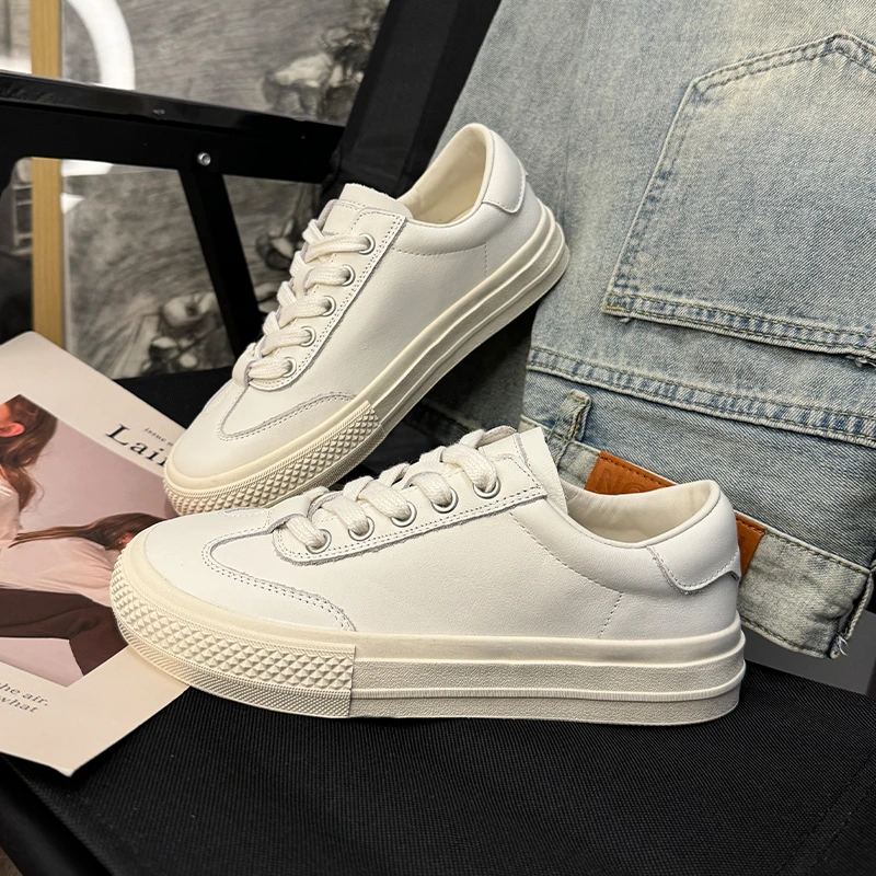 【HG】小白鞋女鞋2025新款真皮百搭ins韩版学生小众板鞋德训鞋