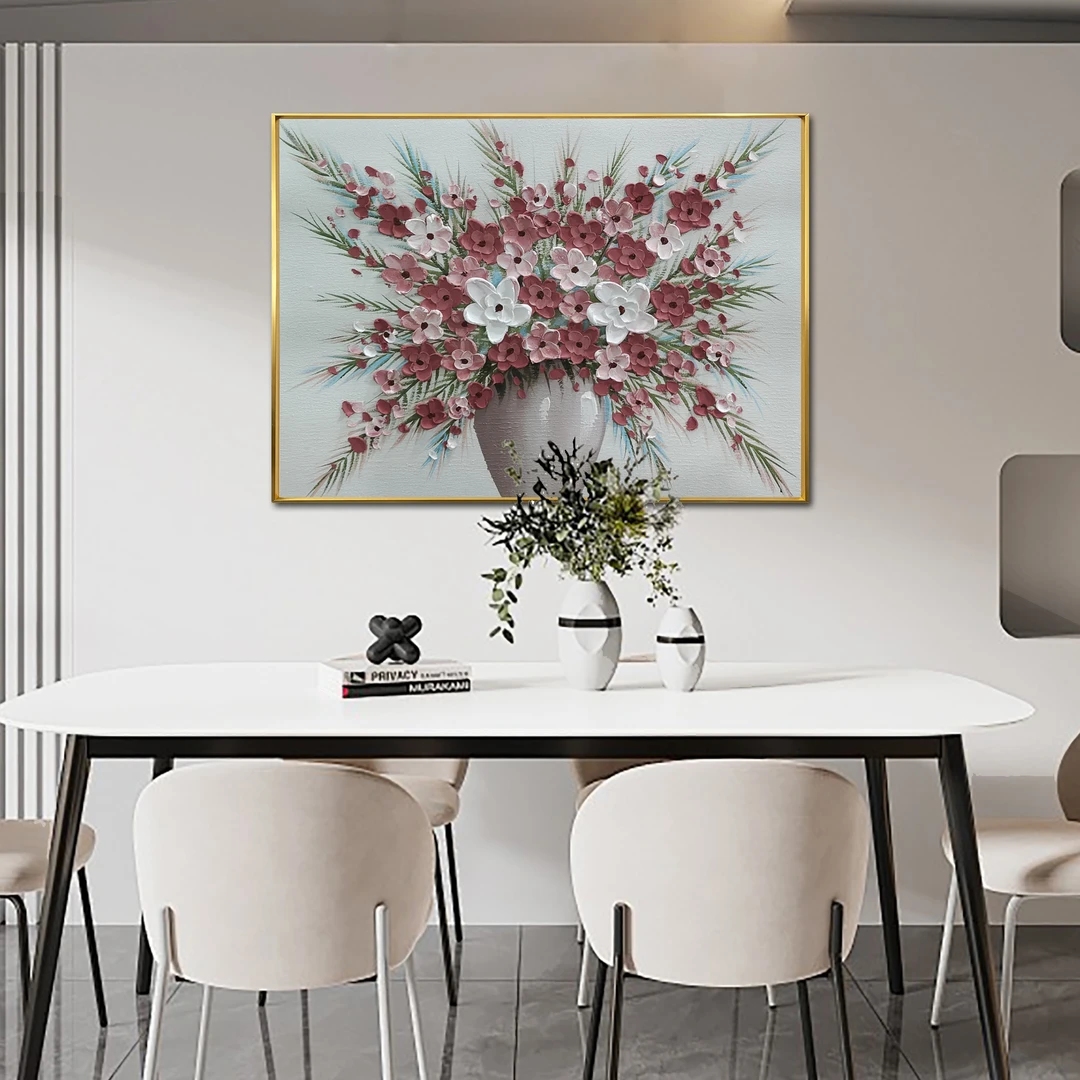 616-25《红尘》现代简约奶油风纯手绘手工油画玄关餐厅卧室背景挂画