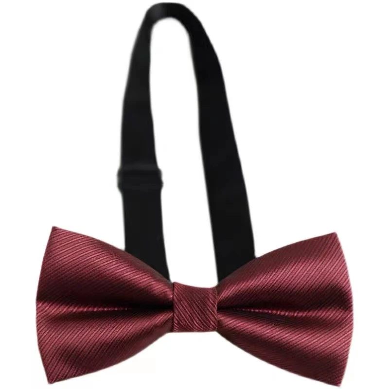 新郎结婚韩版酒红色领结潮男学生时尚条纹黑色领结纯色高档领结