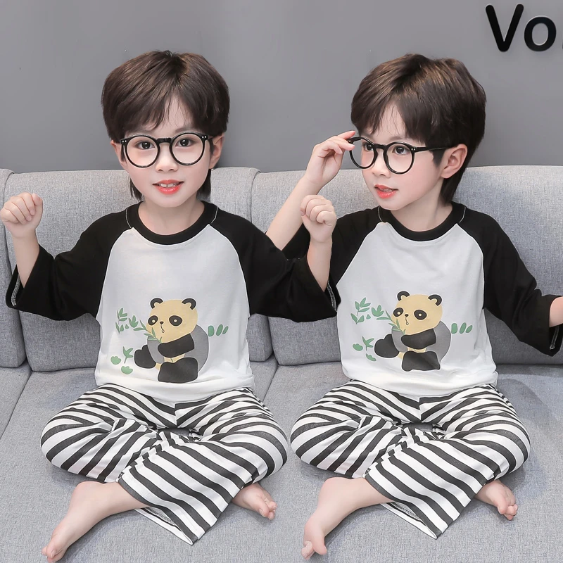 儿童莫代尔睡衣夏季2024新款小男孩宝宝薄款男童夏款空调服家居服