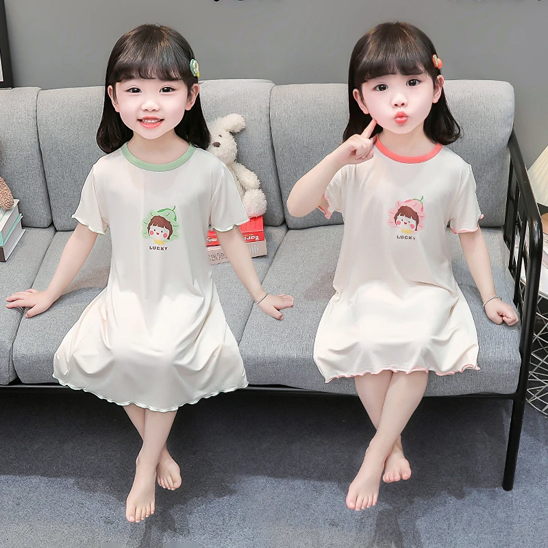 女童莫代尔睡裙夏季儿童薄款家居服女孩夏款空调服连身衣宝宝睡衣