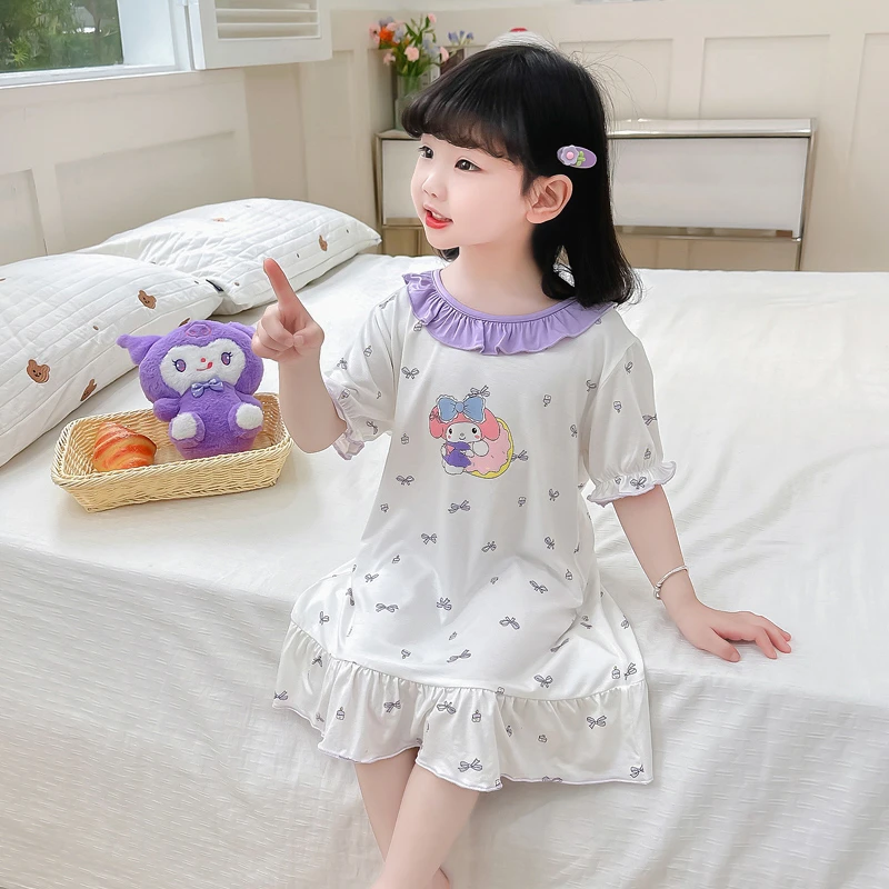 女童莫代尔睡裙夏季可爱女孩宝宝夏天睡衣儿童卡通薄款家居服裙子