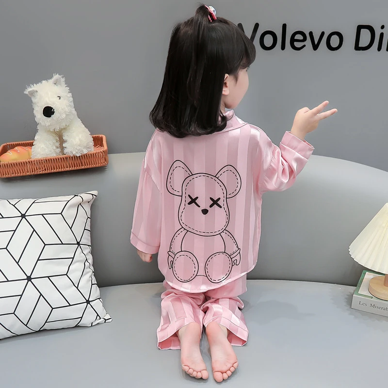 女童睡衣冰丝薄款夏季儿童家居服女孩2024新款洋气长袖空调服夏天