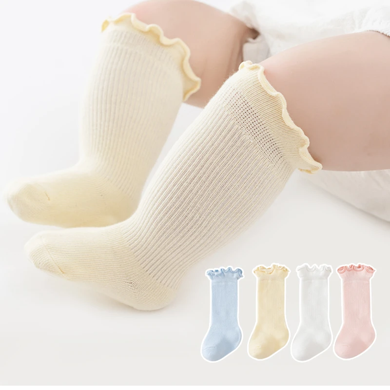 婴儿袜子春秋季男女宝宝中筒木耳边松口婴幼儿袜0-6-12月1-3岁