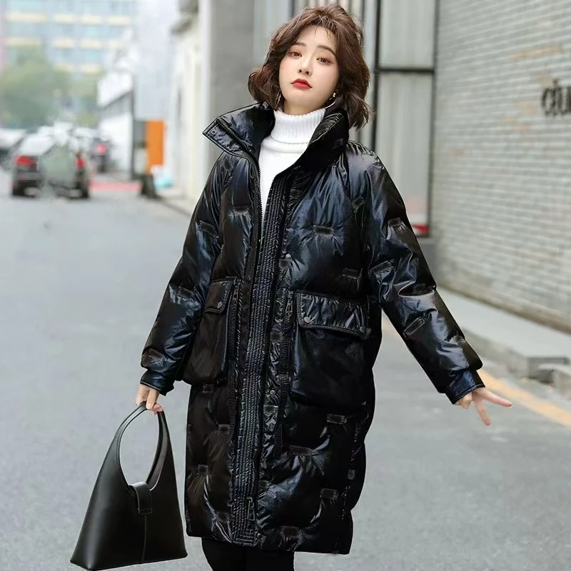 684 亮面羽绒服2024年冬装新款宽松廓形洋气白鸭绒加厚外套潮