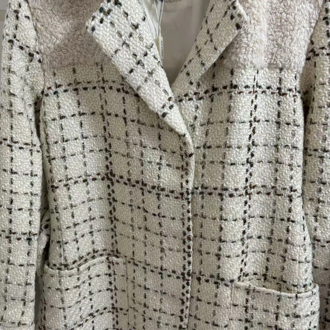 283 36 2法式仙女格子温柔慵懒加厚宽松长款大衣外套女冬