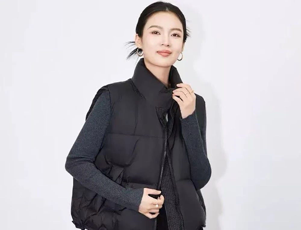 6516 Y1000新款时尚棉马甲女秋冬气质通勤百搭无袖马夹厚外套