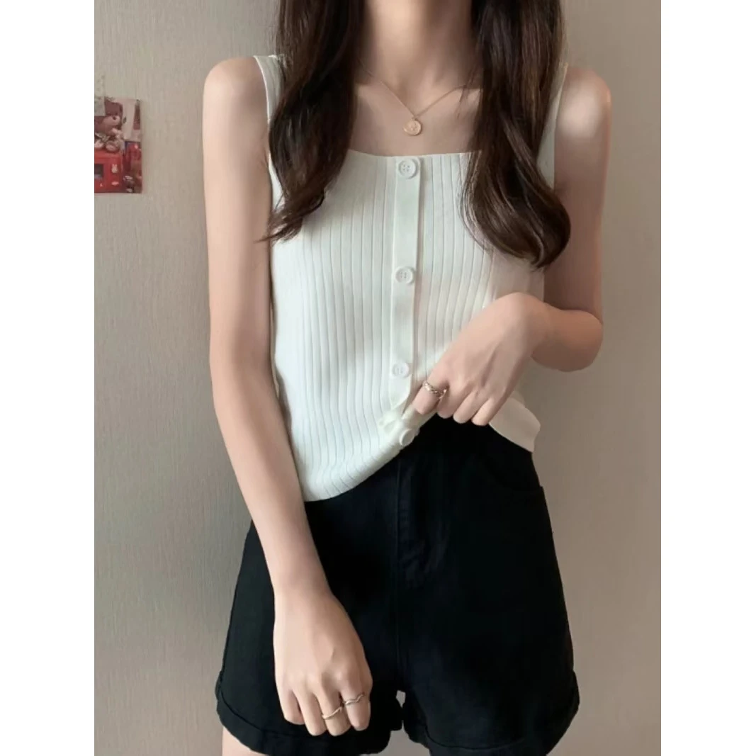 4314 法式小吊带背心内搭夏季2024新款设计感短款无袖针织上衣