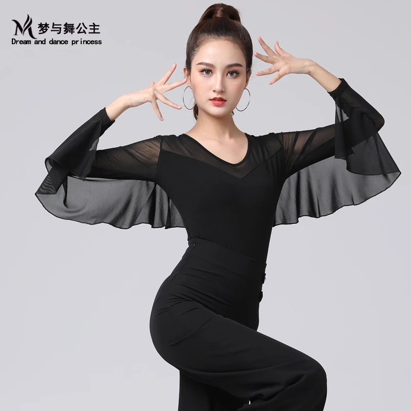 梦与舞公主摩登舞服装新款上衣连体衣国标舞练功服拉丁舞服装长袖