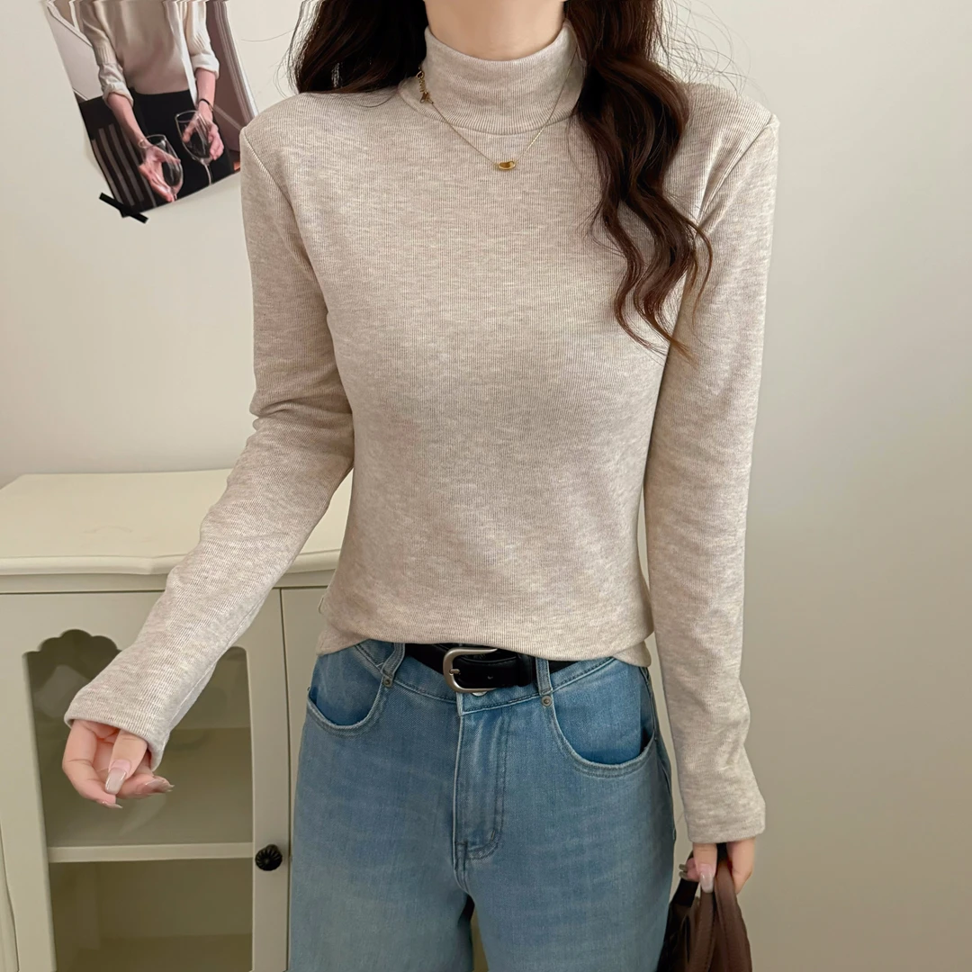 【280克加绒】秋冬加厚半高领不卡脖百搭打底衫内搭修身显瘦