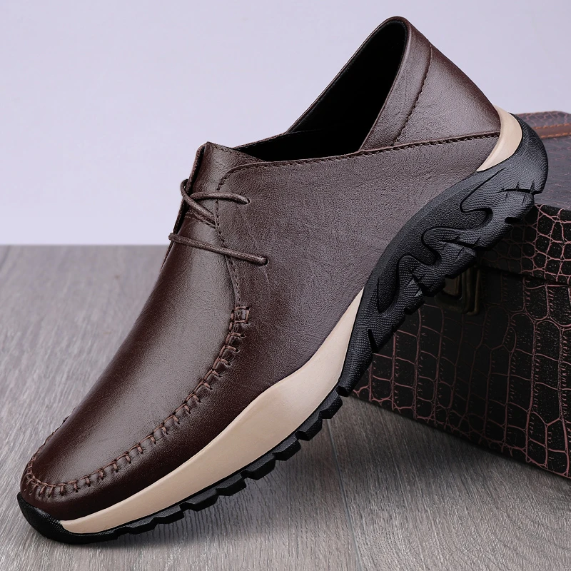 男士休闲皮鞋2025新款真皮时尚高档商务休闲鞋韩版百搭软底驾车鞋