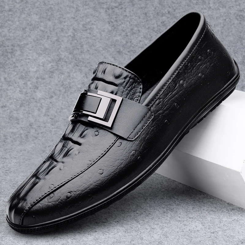 豆豆鞋男真皮新款时尚商务休闲鞋潮流透气软皮软底懒人一脚蹬男鞋