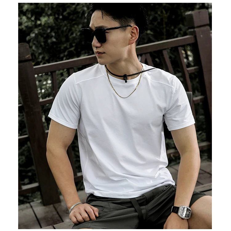 英单激光冲孔 压胶工艺 科技吸汗速干透气户外运动休闲男士T恤026