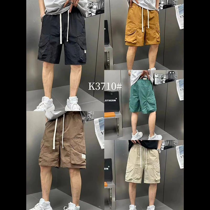 短裤潮牌纯色时尚口袋工装短裤男夏季宽松休闲五分裤子【K3710】