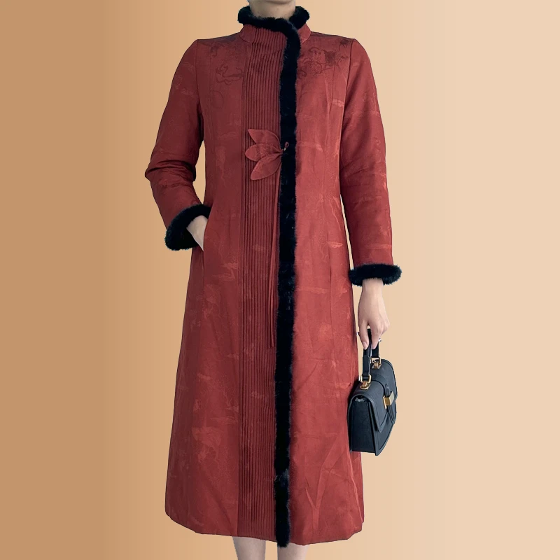 【栖夫人】2025高端优雅气质时尚百搭舒适端庄典雅香云纱鹅绒服9070