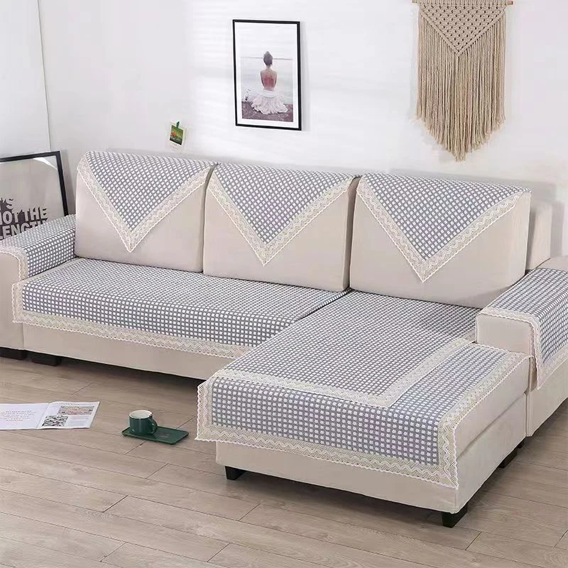 老粗布【沙发巾三件套】<雪花灰>加厚  简约 家用透气三条一套装