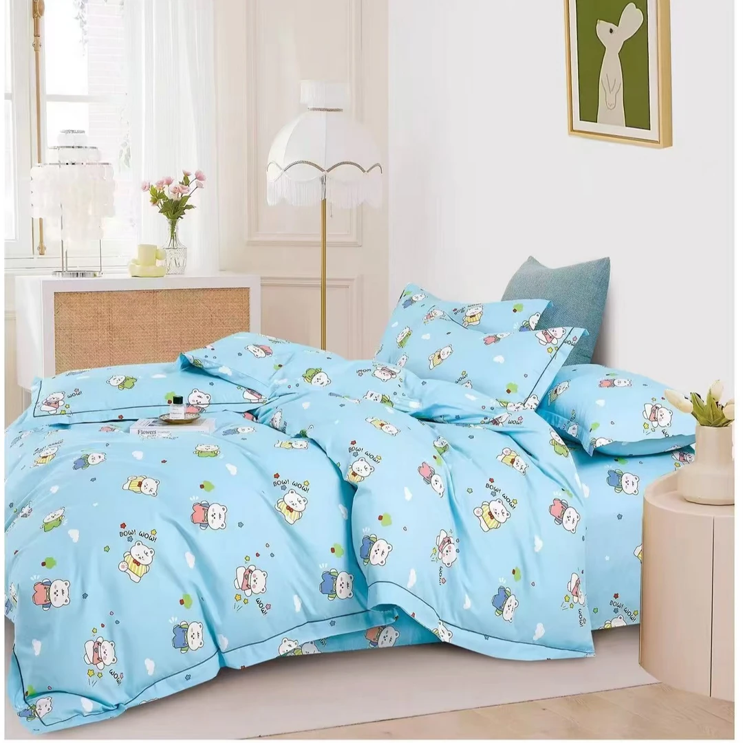 新家纺全棉印花高密度柔光棉（安娜宝贝-蓝）