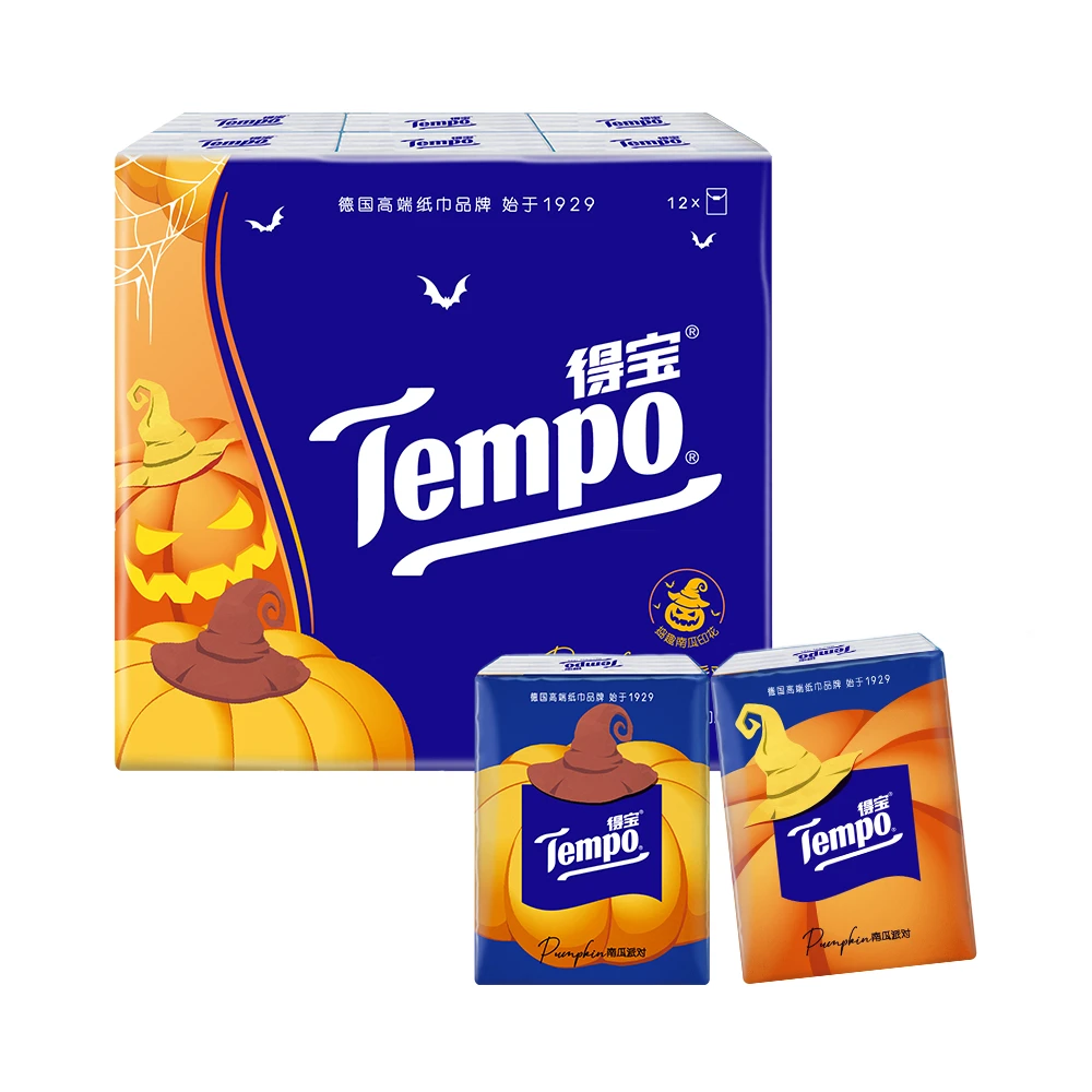 Tempo/得宝 南瓜香迷你印花纸手帕 4层 7张*12