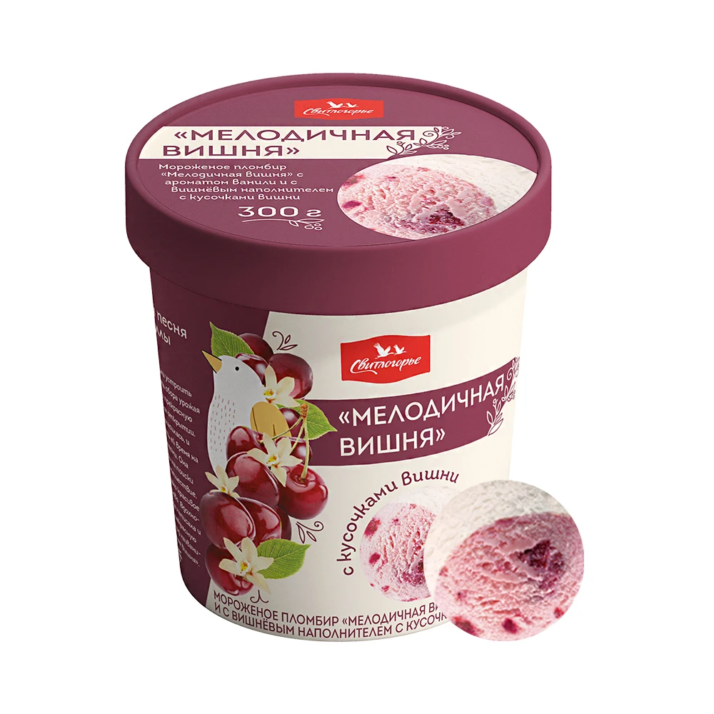 斯味特拉 樱桃果肉香草味冰淇淋 300g 俄罗斯进口