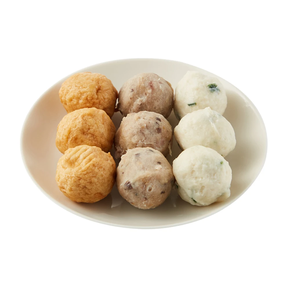 【现做火锅食材】组合A QQ鱼蛋 +葱花鱼丸+香菇贡丸-9粒-家豪大厨