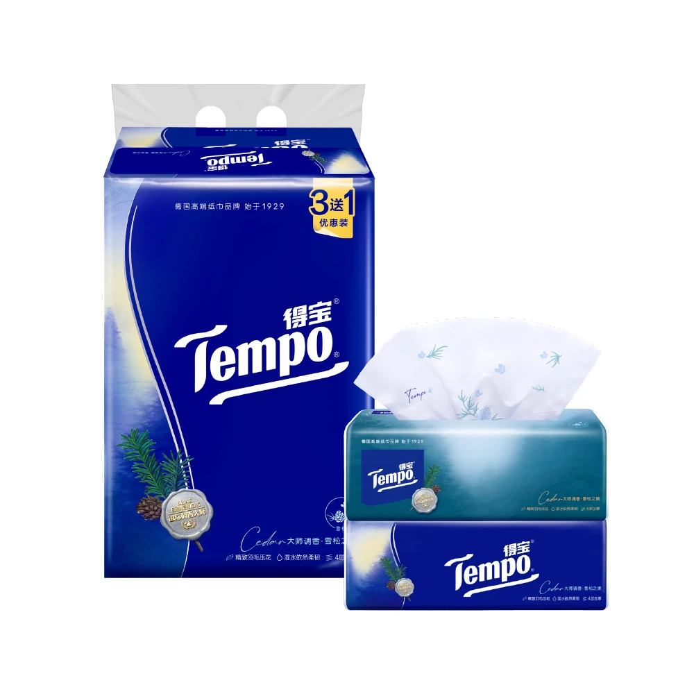 【王一博同款】Tempo/得宝 抽纸 大师调香 雪松香味 4层 90抽*4