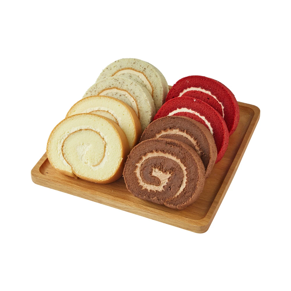 盒马烘焙 四拼(原味+伯爵茶+红丝绒+巧克力)瑞士卷 580g 8片