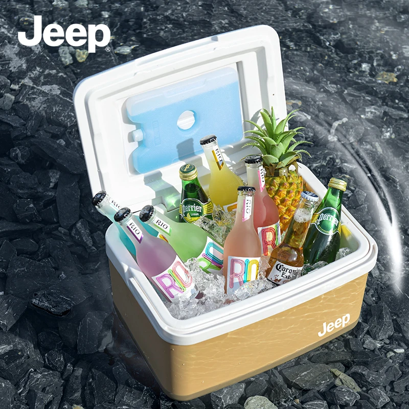 JEEP/吉普保温箱冰袋冷藏箱户外露营冰晶块保鲜箱摆摊移动冰箱桶