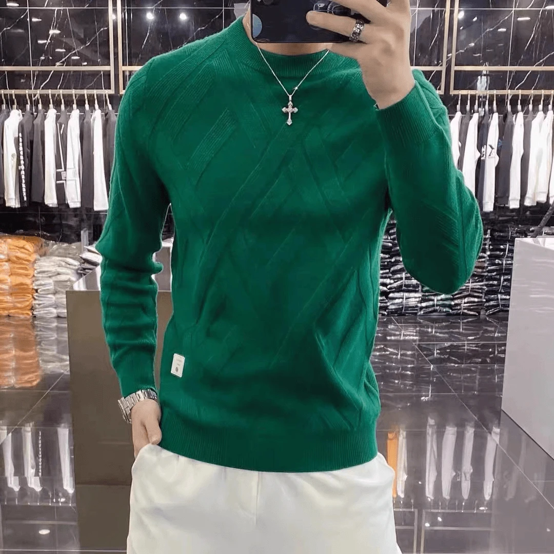 秋冬季男士高档长袖针织毛衣网红高级圆领休闲百搭商务潮流打底衫