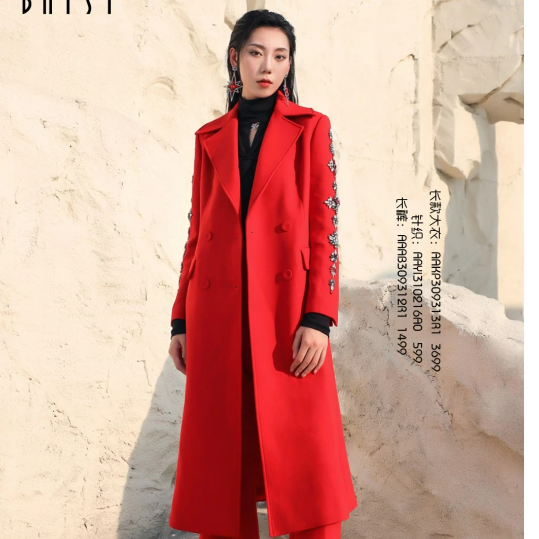BAISI/百丝大衣（红色）AAKP309313R1加厚气质秋冬冬季保暖韩版针织