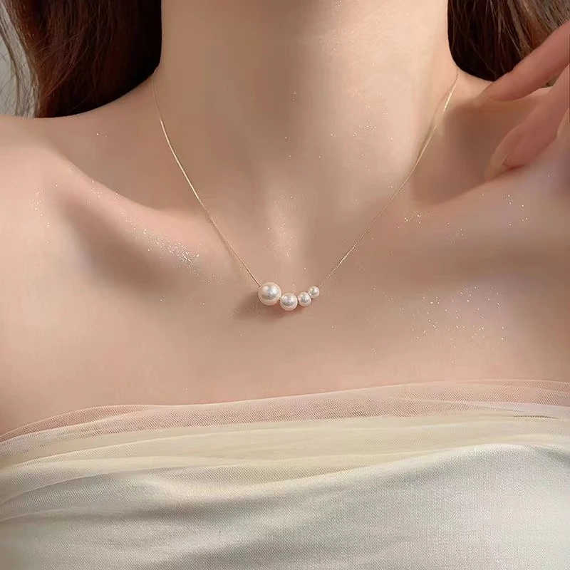 钛钢项链 夏季珍珠颈链新款女轻奢小众锁骨链i设计感颈链简约配饰