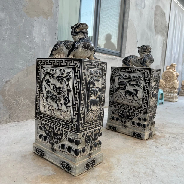 石雕青石貔貅门墩抱鼓石庭院酒店仿古门鼓石门口摆件
