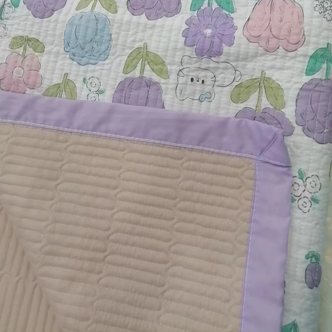 出口款水洗棉垫子【白底紫色花】