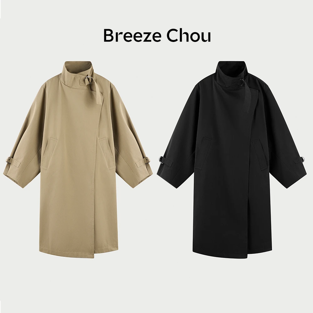 Breeze Chou立领风衣女春秋设计感小众长款大衣外套 EC86001