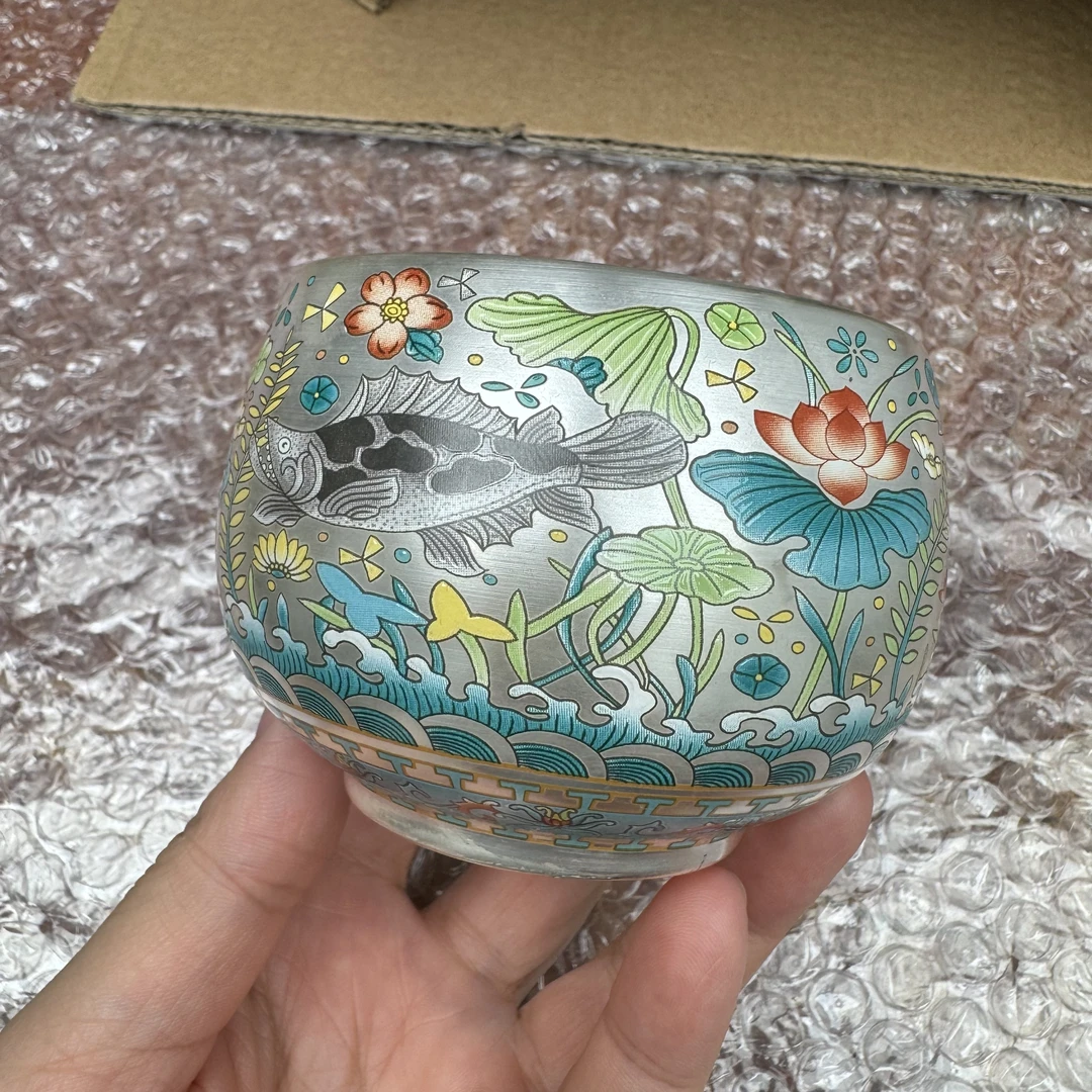 鱼藻纹 鎏银高端主人杯瓷胎瓷杯 新中式茶具B0187