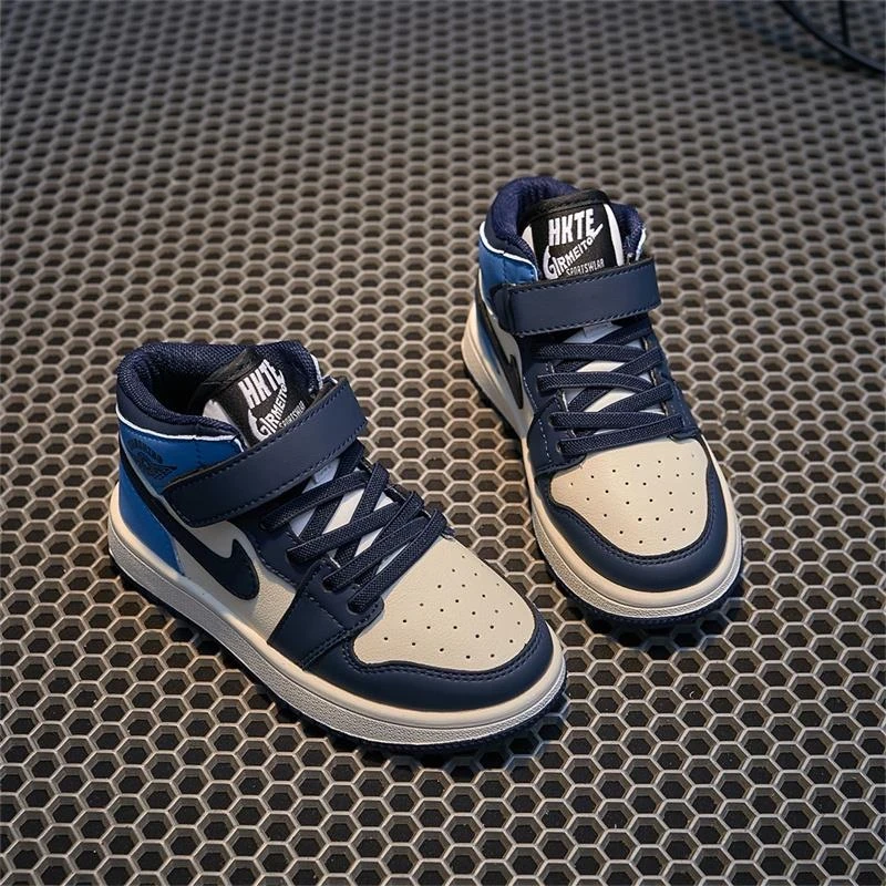 儿童2025秋冬新款运动鞋男女童AJ加绒童鞋中大童6-12休闲高帮板鞋