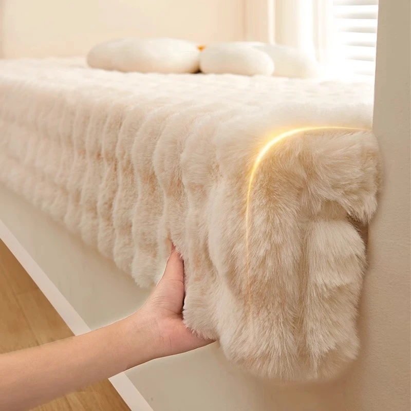 飘窗垫窗台垫兔毛绒窗台垫2024新款秋冬主卧阳台坐垫子垂边可拆洗