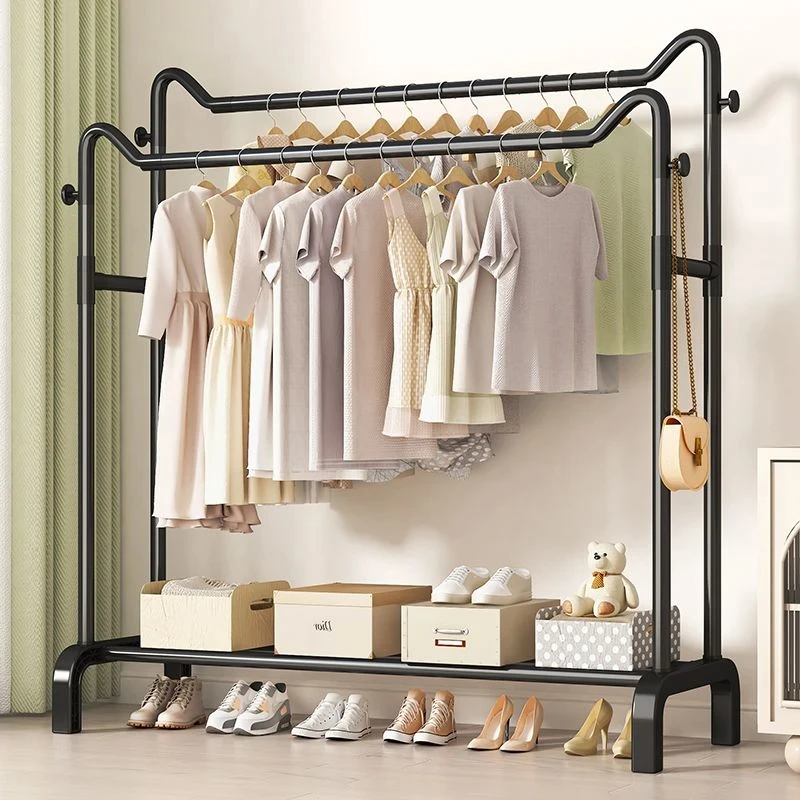 猫耳晾衣架落地家用立式卧室阳台衣帽架挂衣架晒衣服架衣服晾衣杆